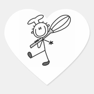 Stäbchenfigur-Koch mit Schneebesen Herz-Aufkleber