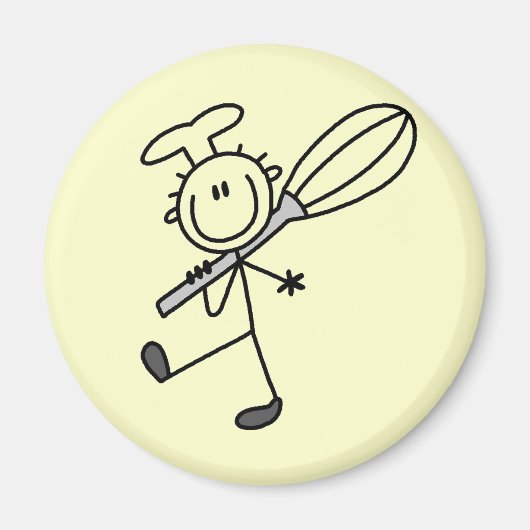 Stäbchenfigur-Koch mit Schneebesen Magnet (Vorne)