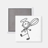Stäbchenfigur-Koch mit Schneebesen Magnet (Vorderseite/Rückseite)
