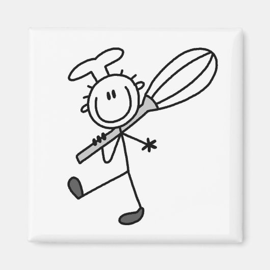 Stäbchenfigur-Koch mit Schneebesen Magnet (Vorne)