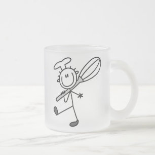 Stäbchenfigur-Koch mit Schneebesen Mattglastasse