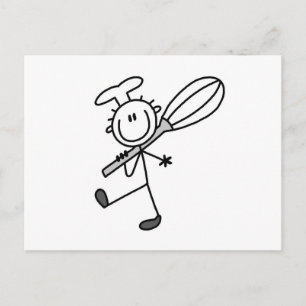Stäbchenfigur-Koch mit Schneebesen Postkarte