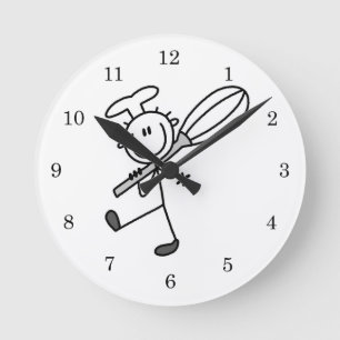 Stäbchenfigur-Koch mit Schneebesen Runde Wanduhr