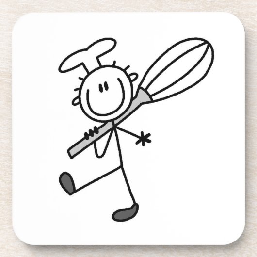 Stäbchenfigur-Koch mit Schneebesen Untersetzer (Vorderseite)