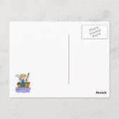 Stäbchenfigur Mädchen Fischen Postkarte (Rückseite)