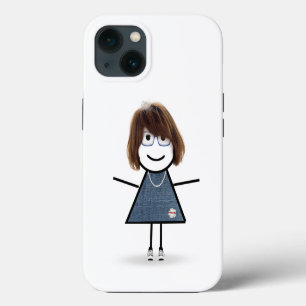 Stäbchenfigur Mädchen mit Brille iPhone 13 Hülle