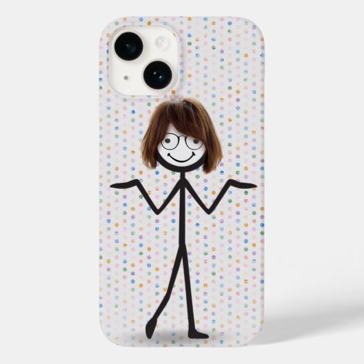 Stäbchenfigur Mädchen mit Haar und Brille Case-Mate iPhone Hülle (Rückseite)