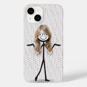 Stäbchenfigur-Mädchen mit Haar und Brille Case-Mate iPhone 14 Hülle