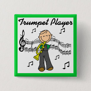 Stäbchenfigur Männlicher Trompetenspieler T-Shirts Button