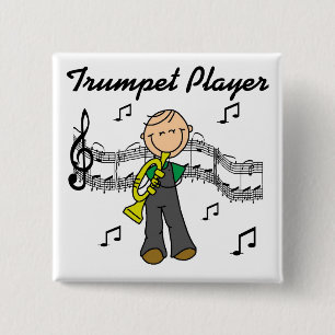 Stäbchenfigur Männlicher Trompetenspieler T-Shirts Button