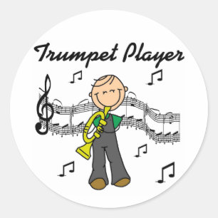 Stäbchenfigur Männlicher Trompetenspieler T-Shirts Runder Aufkleber