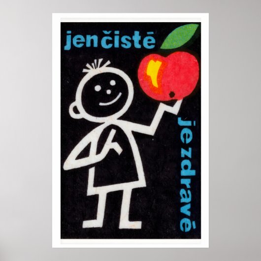 Stäbchenfigur mit Apfel Matchbox Kunstprint Poster (Vorne)
