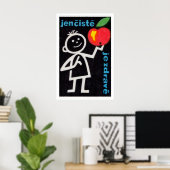Stäbchenfigur mit Apfel Matchbox Kunstprint Poster (Heimbüro)