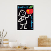 Stäbchenfigur mit Apfel Matchbox Kunstprint Poster (Küche)