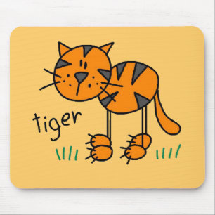 Stäbchenfigur-Tiger-T-Shirts und Geschenke Mousepad