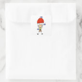 Stabhochspringen-Strichmännchen Quadratischer Aufkleber (Tasche)