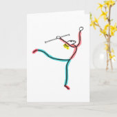 Stabhochspringender Stockfigur Karte (Gelbe Blume)