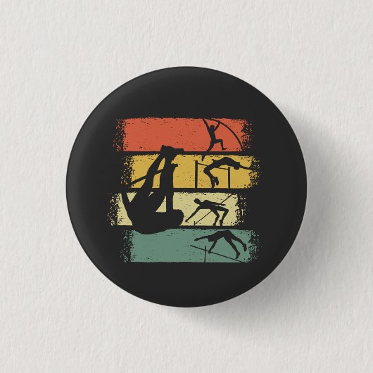 Stabhochsprung Retro Vintage Button (Vorderseite)