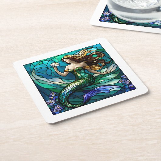 Stabile Glastafel mit Blick auf eine Blume Rechteckiger Pappuntersetzer (angewinkelt)