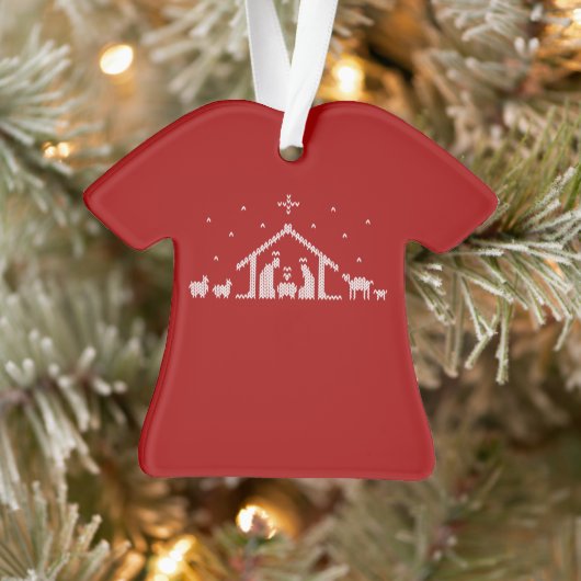 Stable Nativity Ugly Christmas Sweater Christlich Ornament (Baum)