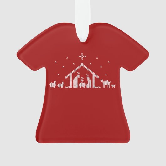 Stable Nativity Ugly Christmas Sweater Christlich Ornament (Rückseite)
