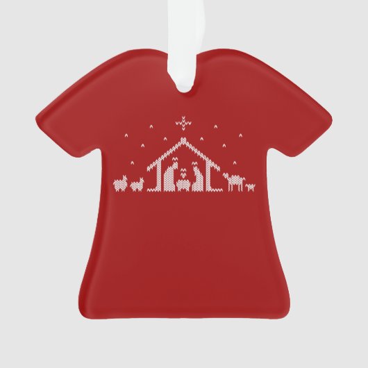 Stable Nativity Ugly Christmas Sweater Christlich Ornament (Vorderseite)
