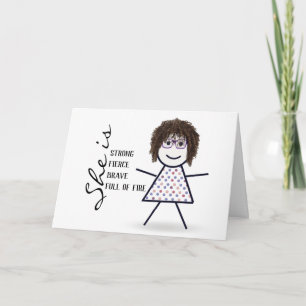 Stabmädchen mit Haar zum Geburtstag der Mutter Karte