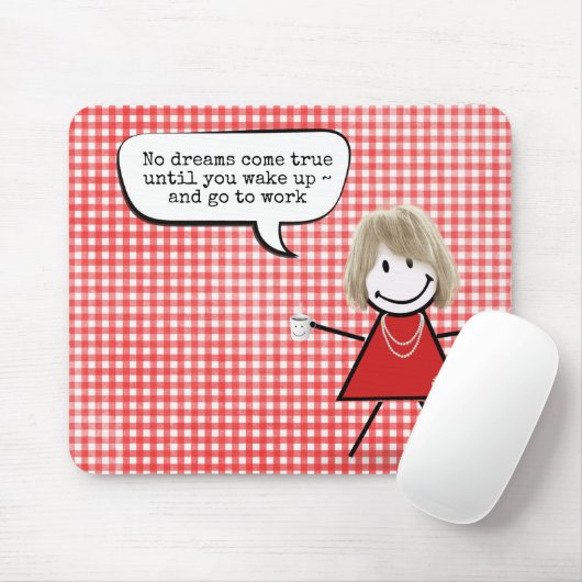 Stabmädchen mit Kaffeetasse auf Gingham Mousepad (Mit Mouse)