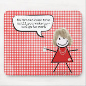 Stabmädchen mit Kaffeetasse auf Gingham Mousepad (Vorne)