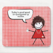 Stabmädchen mit Kaffeetasse auf Gingham Mousepad (Vorne)
