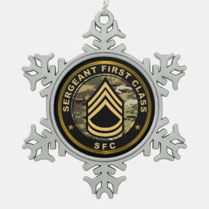 Stabsfeldwebel SFC Schneeflocken Zinn-Ornament