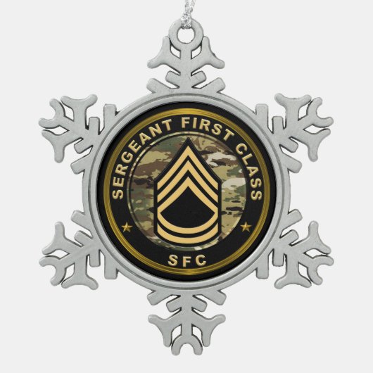 Stabsfeldwebel SFC Schneeflocken Zinn-Ornament (Vorderseite)