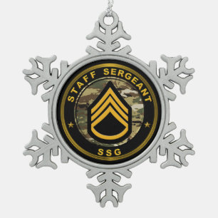 Stabsfeldwebel SSG Schneeflocken Zinn-Ornament