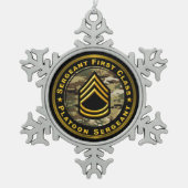 Stabsfeldwebel Zugführer Schneeflocken Zinn-Ornament (Vorderseite)