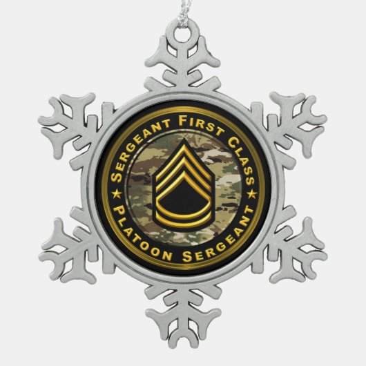 Stabsfeldwebel Zugführer Schneeflocken Zinn-Ornament (Vorderseite)