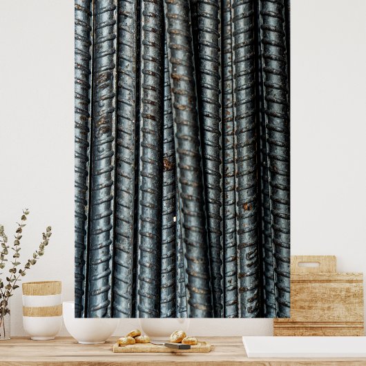 Stabstahl aus schwarzem Metall Poster (Küche)