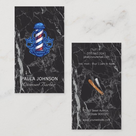 Stabstahl | Schwarzer Marmor Visitenkarte (Vorne/Hinten)