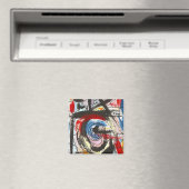 Staccato-Hand bemalt Abstrakt Art Magnet (In Situ (Geschirrspüler))
