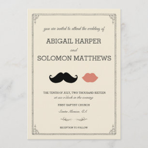 stache + kiss — Schnurrbart & Lippen Hochzeitseinl Einladung