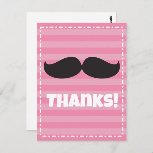 Stache Pink Postkarte (Vorne/Hinten)