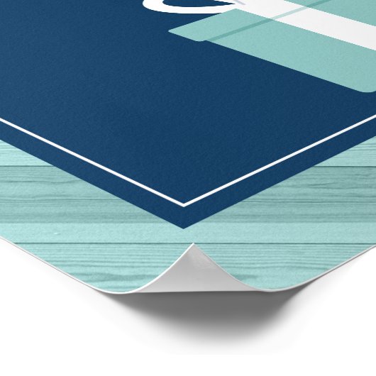 Stache präsentiert hier Zeichen, Blau und Aqua Poster (Ecke)