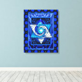 Stached Glass Magen David Quilt Leinwanddruck (Insitu (Holzboden))