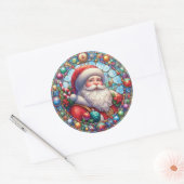 Stached Glass Santa Claus Runder Aufkleber (Umschlag)