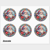 Stached Glass Santa Claus Runder Aufkleber (Blatt)