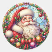 Stached Glass Santa Claus Runder Aufkleber (Vorderseite)