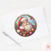 Stached Glass Santa Claus Runder Aufkleber (Umschlag)