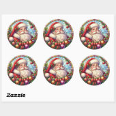 Stached Glass Santa Claus Runder Aufkleber (Blatt)