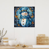 Stached Glass Snowman Poster (Küche)
