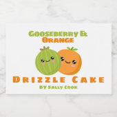 Stachelbeere und orangefarbener Tropfkuchen Lebensmitteletikett (Einzelnes Label)