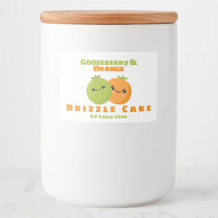 Stachelbeere und orangefarbener Tropfkuchen Lebensmitteletikett